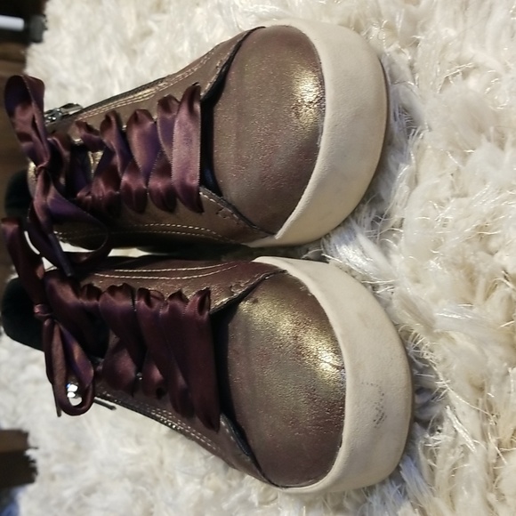 Geox Bloomie 3 sneaker plum metallic shoes with ribbon laces - Picture 3 of 10